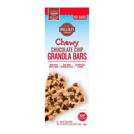 Green Rabbit Holdings Wellsley Farms Chewy Chocolate Chip Granola Bars, .88 oz, 60 Count 22000538